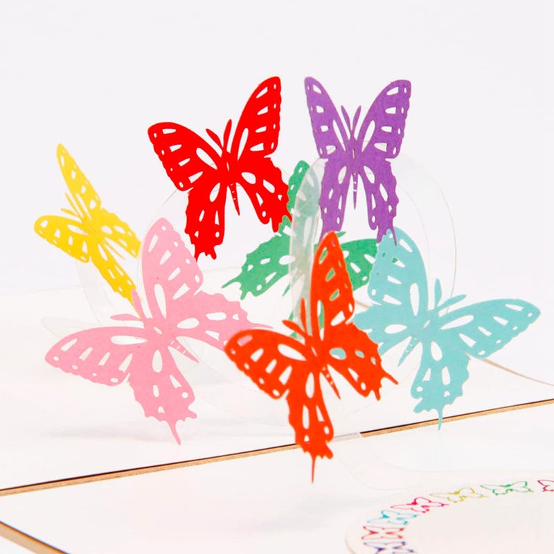ENJOYPRO 3D Pop Up Cards Greeting Cards Christmas Tree Laser Cut card with Envelope for Xmas and Happy New Year (3D Butterfly, Pack of 1) - Image 1